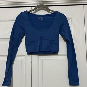 Garage Cropped Long Sleeve Top in Blue Size XS GUC